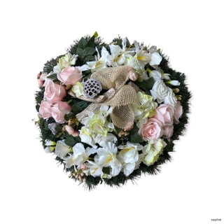 Umelý smútočný veniec 55 cm okrúhly 5