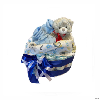 Plienková torta pre chlapca Macko