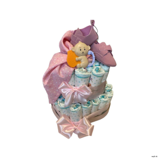 Dvojposchodová plienková torta Pink & Monkey