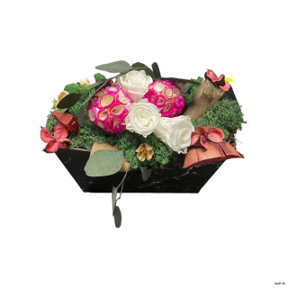 Prírodno-umelý aranžmán 3 biele