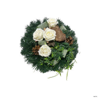 Umelý smútočný veniec biela ruža