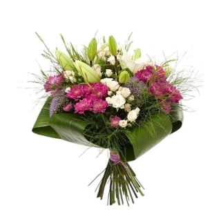 Harmónia biele ľalie, ružové chryzantémy